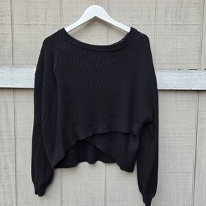 Lululemon Black Crossover Reversible Medium Weight Knit Sweater 16 LW3EQNS